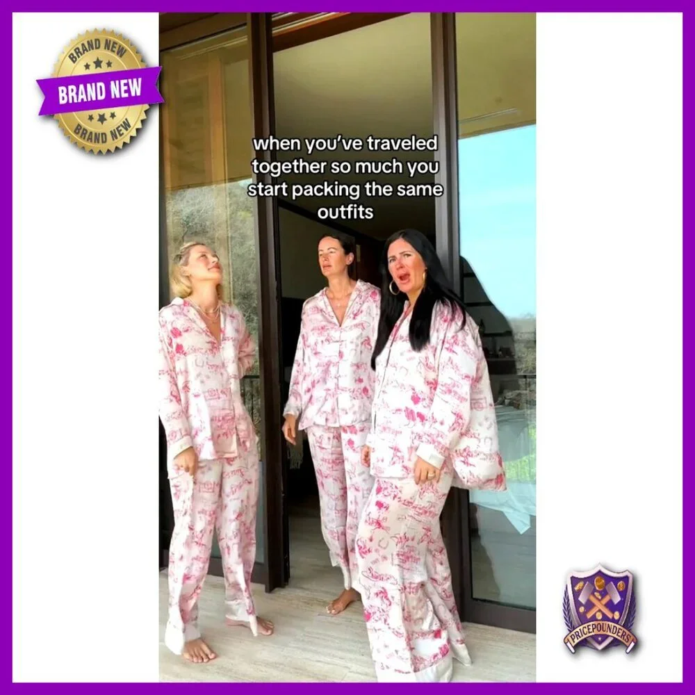 Women's Satin Pajama Set Long Sleeve V-Neck Wide Leg Pants Loungewear